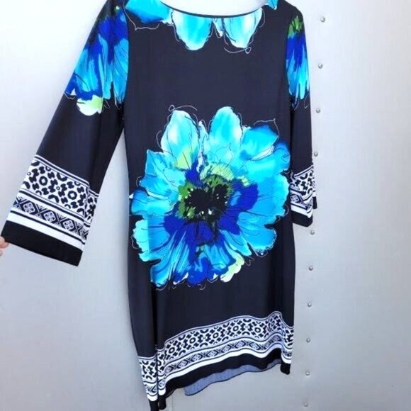 Lucy & Laurel Dresses Lucy Laurel Black White Blue Floral Mini